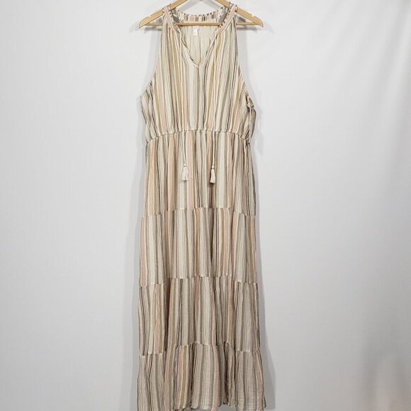 NWT Lauren Conrad Tiered Sleeveless Sundress Size XXL Boho Bohemian Maxi - Picture 1 of 3